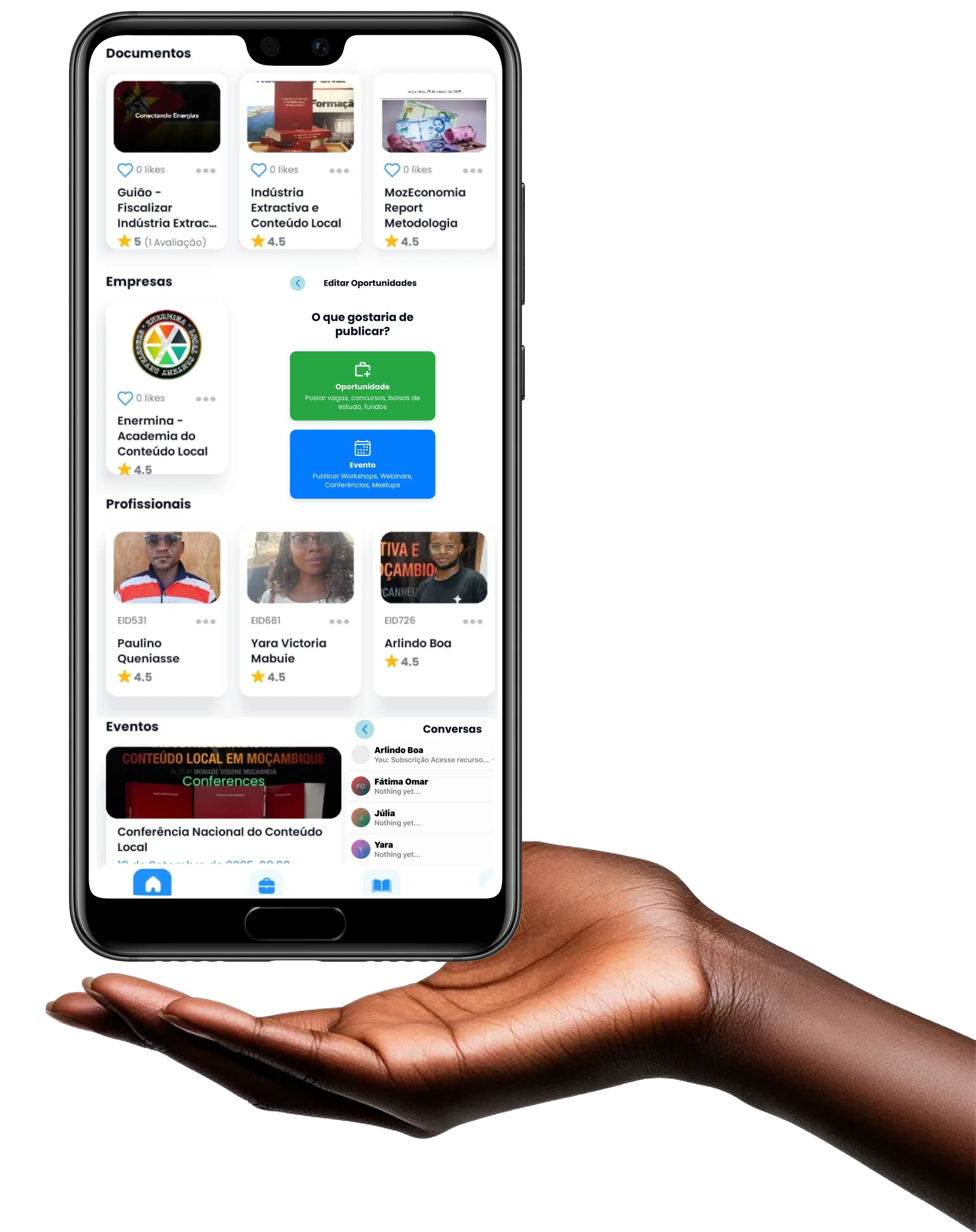 Aplicação Enermina num telemóvel